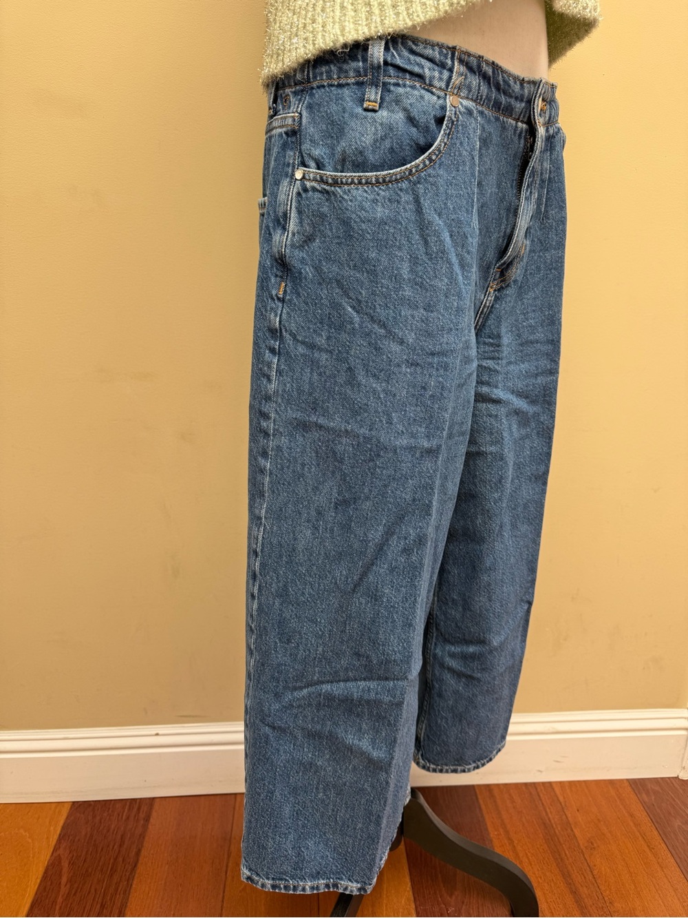 Pilcro Wide-Leg Mid-Rise Blue Denim Jeans - Picture 5 of 9